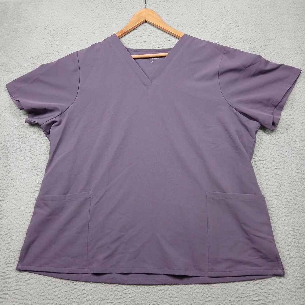 Mandala Scrub‎ Top Women's 3XL Purple V-Neck Equa-Tek Stretch Pockets